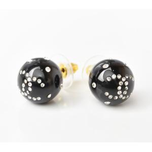 シャネル ピアス CHANEL CCモチーフ ココマーク ラインストーン ゴールド/ブラック爆買