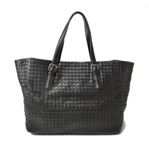 ボッテガヴェネタ トートバッグ 男女兼用 BOTTEGA VENETA イントレチャート レザー ブラック｜brand-pit