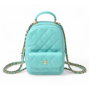 シャネル バックパック/ミニリュック CHANEL ミニチェーンバッグ マトラッセ クラシックミニ ターコイズ キャビアスキン爆買