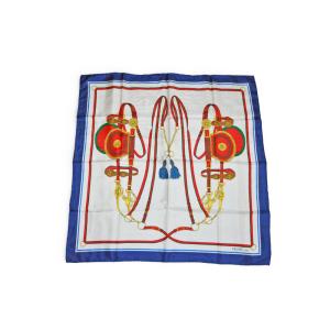 セリーヌ スカーフ ヴィンテージ CELINE スカーフ カレ90 馬具/ホース ネイビー/ホワイト...