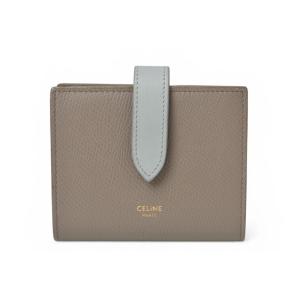 セリーヌ 財布/二つ折 CELINE ミニ財布 ストラップウォレット バイカラー グレー/ブルー系