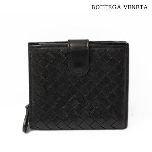 BOTTEGA VENETA ボッテガヴェネタ 2折財布　121059 V100N 1000　ブラック　ナッパ　イントレチャート｜brand-pit