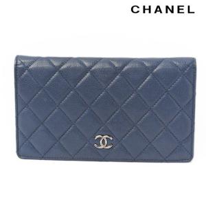 CHANEL シャネル 2折長財布 マトラッセ キャビアスキン ブルー A39358｜brand-pit