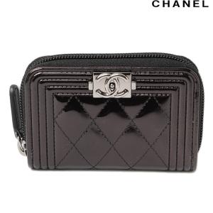 シャネル コインケース/カードケース CHANEL A80748 ボーイシャネル メタリック ダークブラウン/シルバー金具｜brand-pit