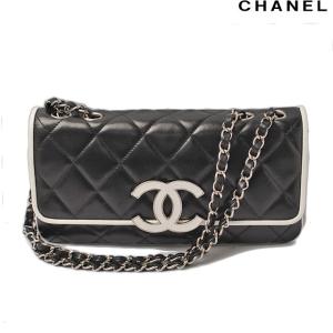 シャネル ショルダーバッグ チェーン CHANEL キルティング ココマーク ラムスキン ブラック/ホワイト｜brand-pit