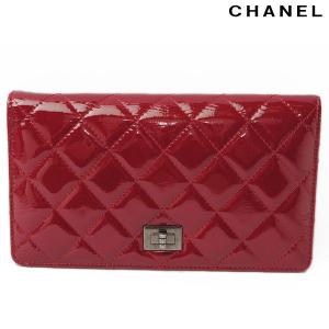 CHANEL　シャネル　長財布　2折　A35304　パテントレザー　マトラッセ　ルージュレッド｜brand-pit