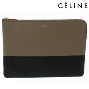 CELINE セリーヌ クラッチポーチ/クラッチバッグ　レザー　ソロ　バイカラー　アーミーグリーン×グリーン｜brand-pit