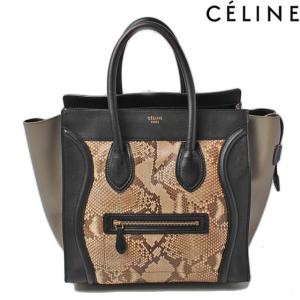 セリーヌ ハンドバッグ CELINE ミニショッパー ラゲージ パイソン/カーフ　ベージュ｜brand-pit