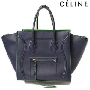 セリーヌ ハンドバッグ/トートバッグ CELINE スモール スクエア ラゲージ ファントム ブルー/グリーン 169953｜brand-pit