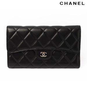 CHANEL　シャネル 長財布　3折　A31506　タイムレスクラシック　マトラッセ/ラムスキン　ブラック/ボルドー｜brand-pit