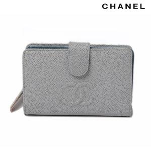 CHANEL シャネル 折財布　A50073　CCマーク　キャビアスキン　ライトブルー｜brand-pit