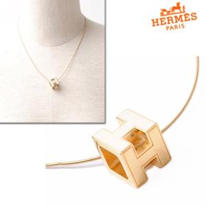 HERMES エルメス　ペンダント ネックレス　カージュアッシュ Hキューブ　クリーム/ゴールド｜brand-pit