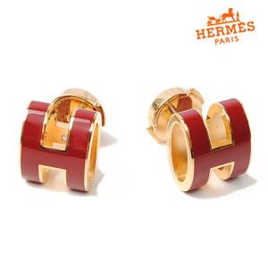 HERMES エルメス　ピアス　ポップアッシュピアス Hモチーフ　ダークレッド/ゴールド  中古品 送料無料｜brand-pit