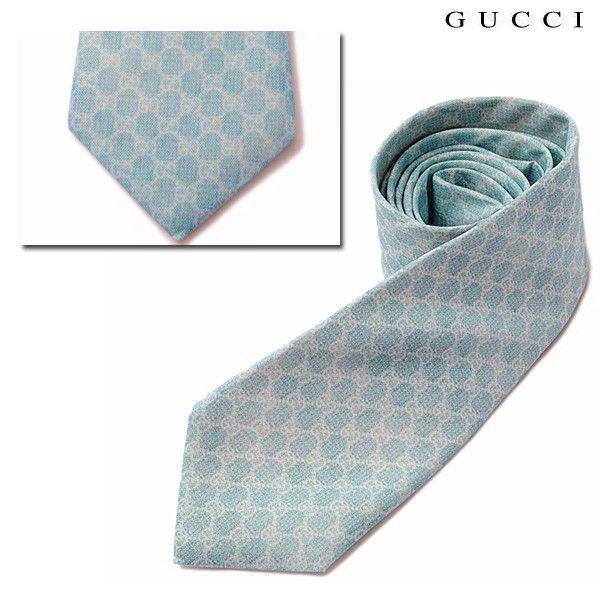 グッチ ネクタイ GUCCI シルク100％　GG柄/ライトブルー　剣先8.0cm　308162 4...