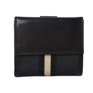 グッチ 財布 GUCCI ダブルホック/折財布 GGブラック/ブラック シェリーライン｜brand-pit