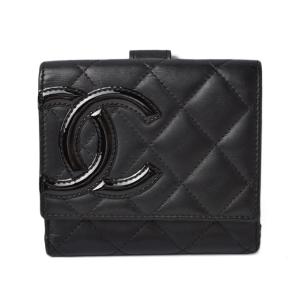 シャネル 財布 CHANEL 折財布 A50099 ダブルホック　カンボンライン　ブラック/ブラック