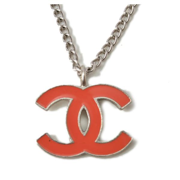 シャネル ネックレス/ペンダント CHANEL ココマーク/CC コーラルオレンジ/シルバー爆買