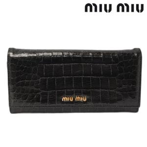 ミュウミュウ 長財布 miumiu クロコ調　ST.COCCO LUX /レザー NERO/ブラック 5M1109 アウトレット｜brand-pit