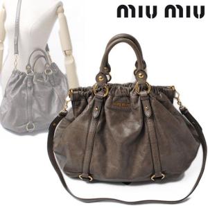 miu miu ミュウミュウ 2way ショルダーバッグ ヴィンテージ レザー グレー RR1708 中古 送料無料｜brand-pit