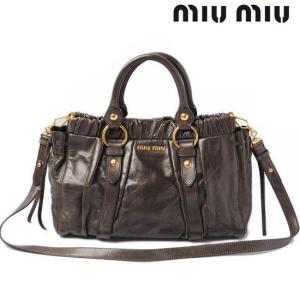 ミュウミュウ ショルダーバッグ/ハンドバッグ miumiu　2way レザー　ヴィンテージグレー RT0383｜brand-pit