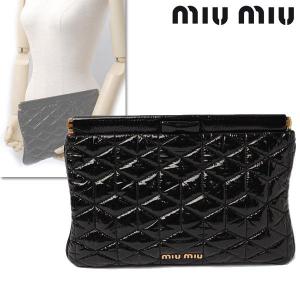 miu miu ミュウミュウ ミニクラッチバッグ/ポーチ TRAPUNTATO SOFT ブラック 中古 送料無料｜brand-pit