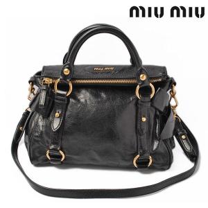 miu miu ミュウミュウ  ショルダーバッグ/ハンドバッグ　2way VITELLO LUX 　レザー　ブラック RT0438　中古 送料無料｜brand-pit