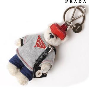 プラダ キーリング/キーホルダー PRADA　北京五輪　ベアトリック/クマ 取材スタッフ グレー/ネイビー 1AR993｜brand-pit