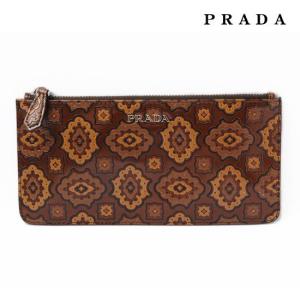 PRADA　プラダ フラワーモチーフ　ジップポーチ(小物入れ)　ブラウン系【未使用】【アウトレット】【送料無料】｜brand-pit