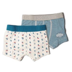 プチバトー アンダーウェア キッズ PETIT BATEAU トランクス2枚組 ミラレ/ヨットプリント オーシャン｜brand-pit