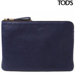 TOD'S トッズ クラッチポーチ/クラッチバッグ　BUSTA GRANDE ソフトレザー　ディープブルー　XAWCELN2400新品 送料無料｜brand-pit