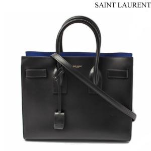 サンローラン ハンドバッグ/ショルダーバッグ SAINT LAURENT クラシック ミニ サック ド ジュール　ブラック/ブルー 378299 2wayバッグ【中古】｜brand-pit