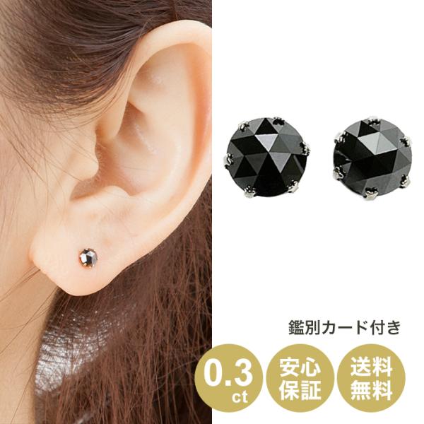 【ポイント10倍】 ブラックダイヤモンドジュエリー プラチナ ブラックダイヤモンド 0.3ct ピア...