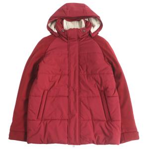 極美品 Loro Piana ロロピアーナ FAI8401 ICER BOMBER カシミヤ 裏チェック柄 フーデッド 中綿 ボンバージャケット レッド L 伊製 正規品