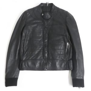 美品 Dior HOMME ディオールオム 8H3541040003 ZIPUP 中綿入り ナポレオン ラムレザージャケット ブラック 44 イタリア製 正規品 メンズ｜brand-td-store