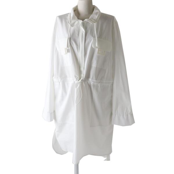 極美品 フェンディ 22年製 FDC574 FFロゴ プルオーバーシャツドレス ワンピース 白 44...