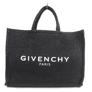 未使用品 GIVENCHY ジバンシィ 定価158400円 ラフィア G-TOTE Gトート ラージ ロゴ入り レザー使い トートバッグ ブラック 保存袋付き 伊製｜brand-td-store