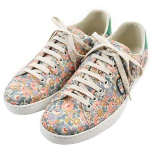 美品●GUCCI グッチ 636357 ACE FLORAL LIBERTY リバティ レザー 花柄...