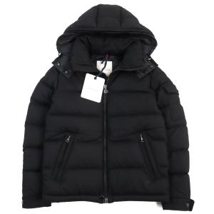 美品○MONCLER モンクレール 18-19AW MONTGENEVRE ウール100% ロゴワッペン フーデッド ダブルジップ ダウンジャケット 黒 0 正規品｜brand-td-store