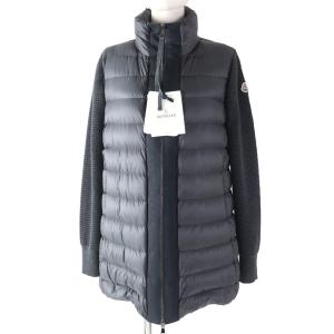 未使用品☆MONCLER モンクレール MAGLIONE ナイロン ウール ロゴワッペン付 ニット切替 ダウンコート グレー S レディース｜brand-td-store