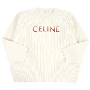 極美品□CELINE セリーヌ 22SS 2A09X66Q ウール スパンコール リブ編み ロゴニット セーター アイボリー XXL イタリア製 正規品 メンズ｜brand-td-store