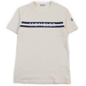 美品●MONCLER モンクレール 22SS ロゴワッペン ロゴ刺繍入り クルーネック カットソー 半袖Ｔシャツ アイボリー S 正規品 メンズ｜brand-td-store