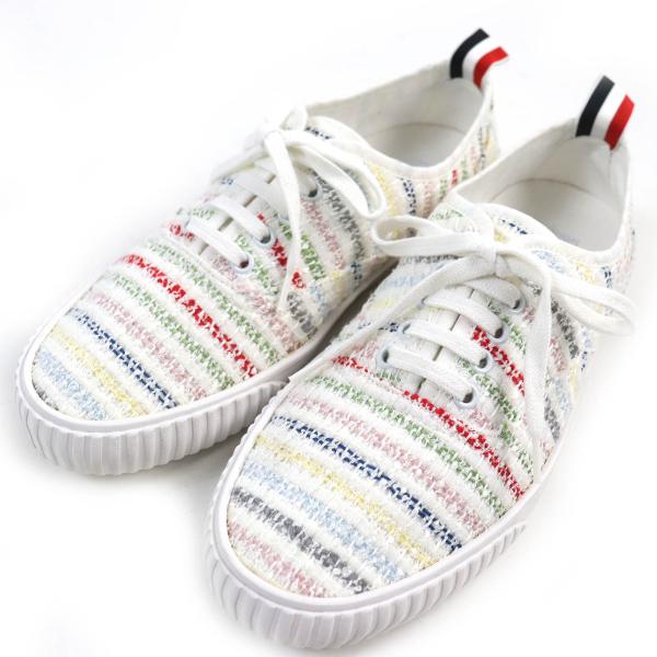 【ドンドン見直し】美品△THOM BROWNE トムブラウン ツイード レースアップ ローカットスニ...
