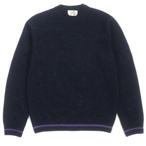 極美品△HERMES エルメス コットン100％ メッシュデザイン クルー  