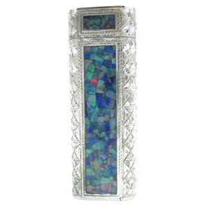 美品△Cartier カルティエ モザイク アウタージャケット オーバル型 オパール ラインストーン ブルーステンドグラス ガスライター 喫煙グッズ シルバー メンズ 着火確認済み Cartier（カルティエ） 美品△カルティエ モザイク アウタージャケット