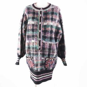 美品◎CHANEL シャネル P72935 カシミヤ シルク混 グリポアボタン MIXニット チュニック／ワンピース マルチ 36 イタリア製 レディース