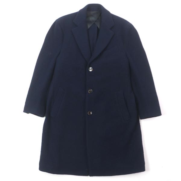 極美品▼LARDINI ラルディーニ ウール100% シングル チェスターコート ネイビー Lサイズ...