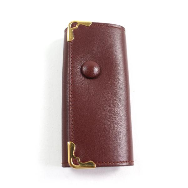 未使用品★Cartier カルティエ マスト ドゥ カルティエ 4連 レザー キーケース ボルドー ...
