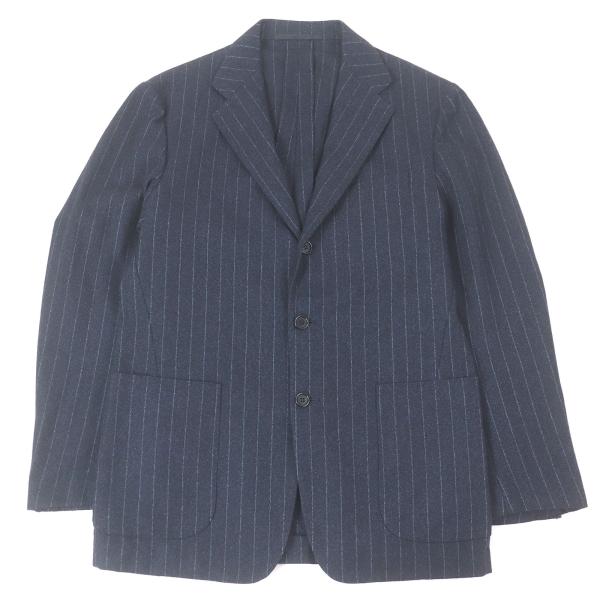 極美品□Sartorio サルトリオ ウール100％ ストライプ シングル アンコンジャケット テー...