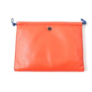 良品★HERMES エルメス ピロー シルバー金具 セリエボタン付 アニョーミロ スイフト 化粧ポーチ オレンジ ブルー U刻印 箱・保存袋付き