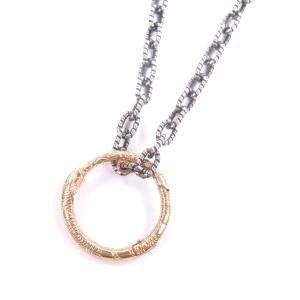 美品□GUCCI グッチ 461997 ウロボロス AG925 AU750 アクセサリー チェーンネックレス シルバー ゴールド イタリア製 総重量17.83g